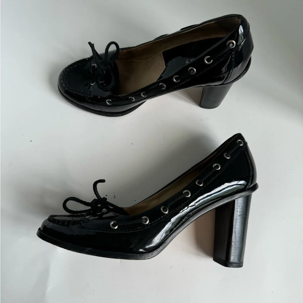 Michael Michael Kors Womens Tabitha Pump Size 8.5M Black Patent Block Heel - Picture 5 of 11